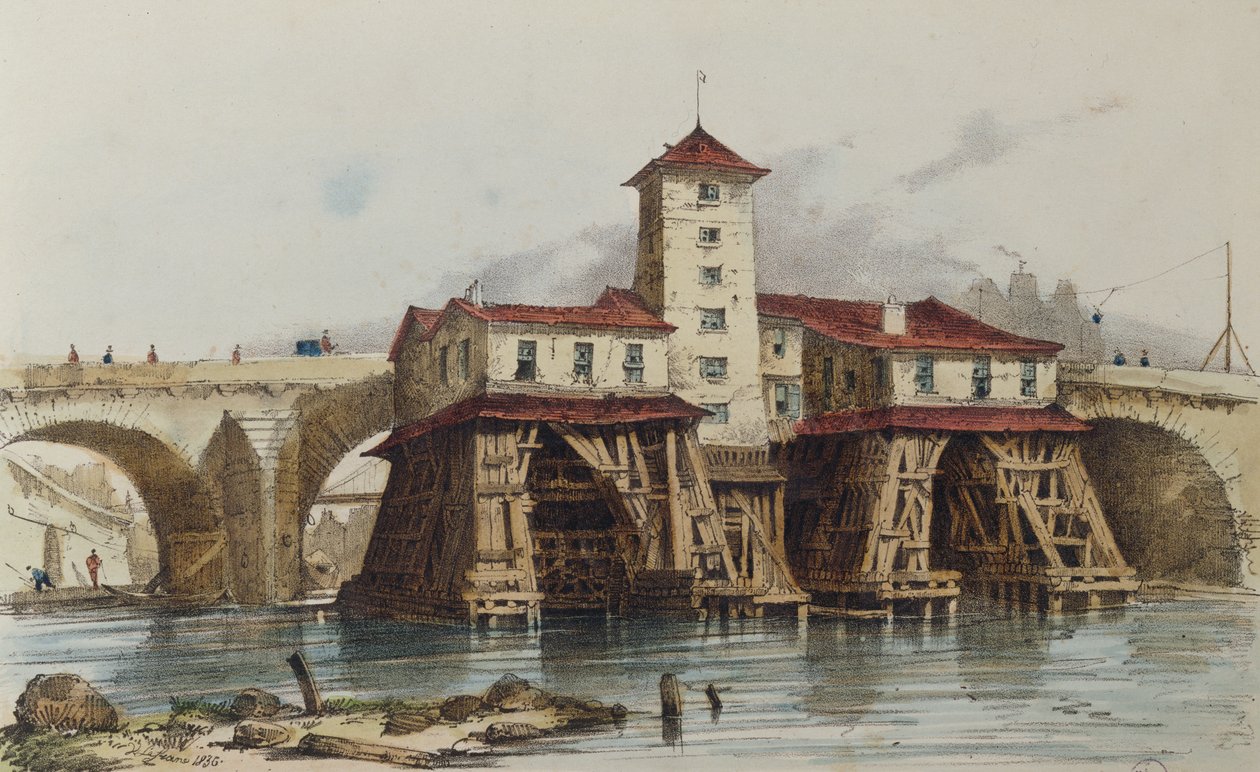 Pumpa Pont Notre Dame, 1836 od French School