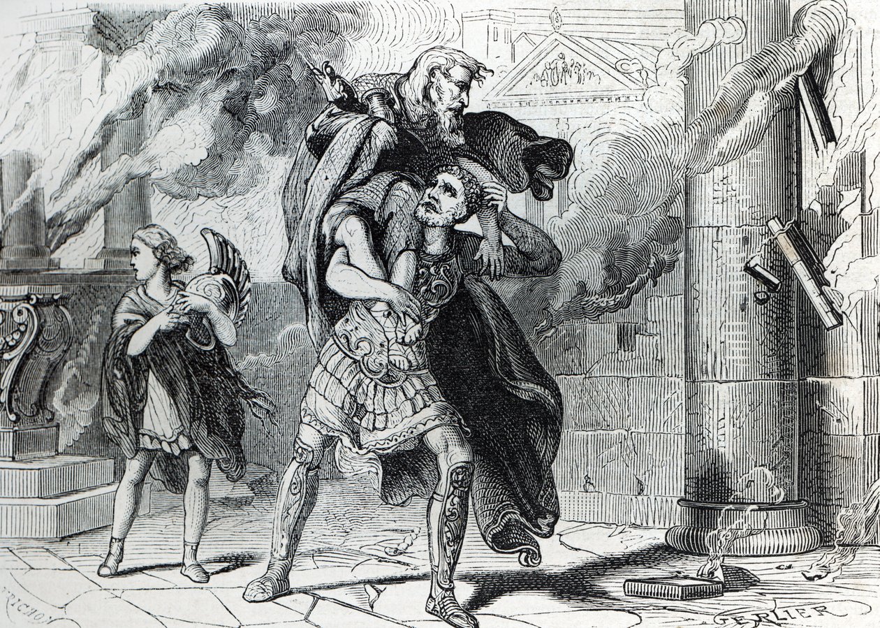 Trojan Leak (rytina) 1864 od French School
