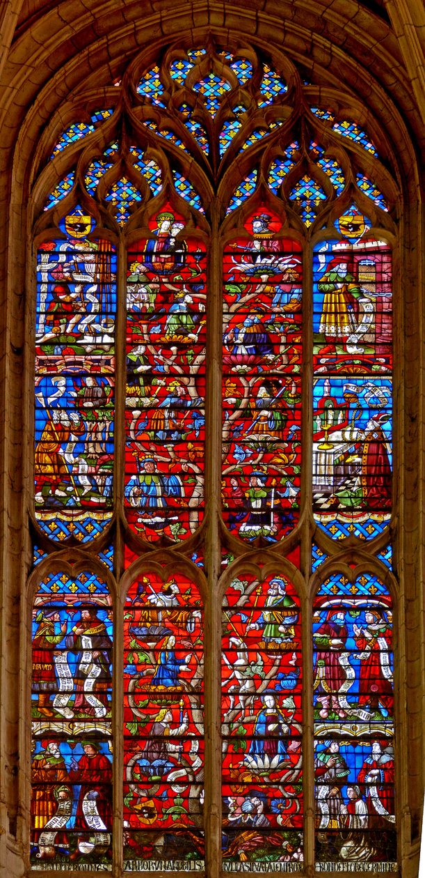 Okno w116 zobrazující Jesseho strom od French School