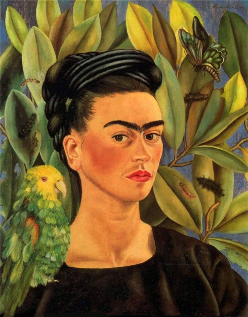 Autoportrét s Bonito od Frida Kahlo