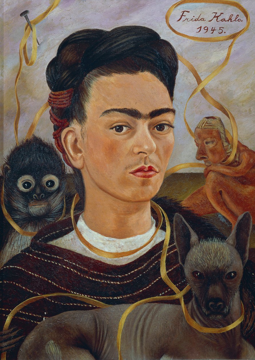 Autoportrét s Changuito od Frida Kahlo