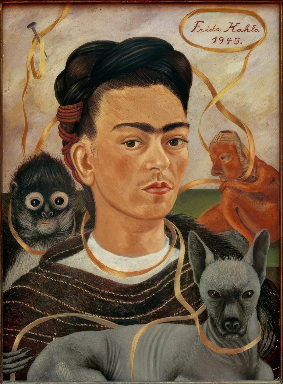 Autoportrét s malými opičkami od Frida Kahlo