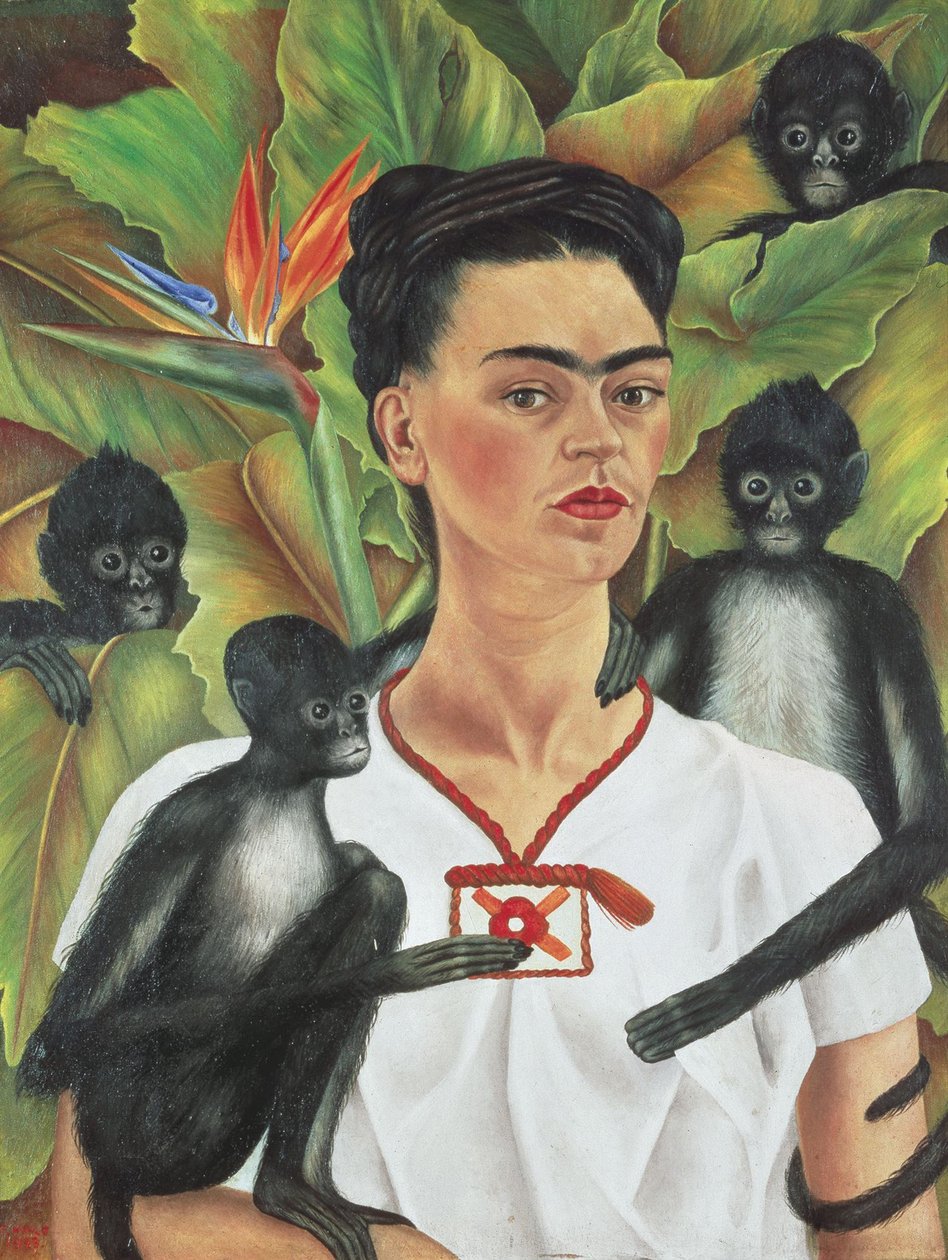 Autoportrét s opicemi od Frida Kahlo