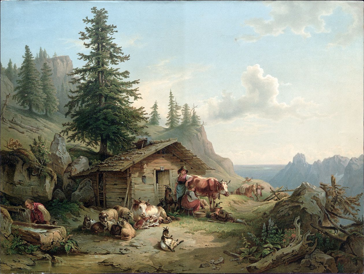 Alpská chata na Schafbergu od Friedrich Gauermann