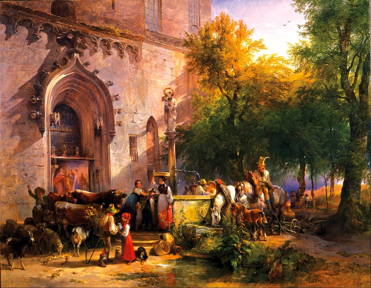 Německy: nDeutsch: Am Klosterbrunnenn U klášterní fontány od Friedrich Gauermann