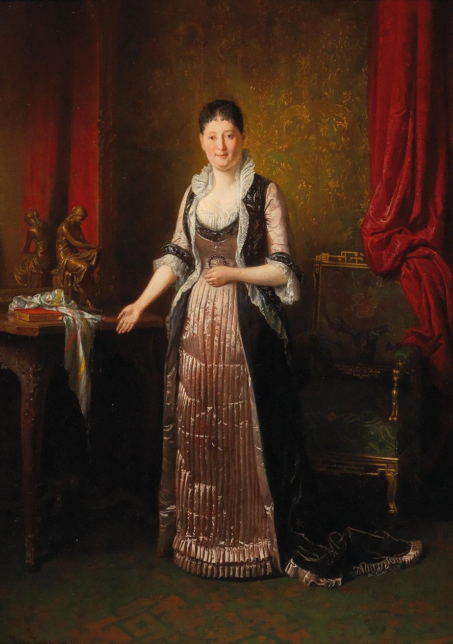 Groburgerliches Interieur mit Damen English: Lady in a Bourgeoise Interiorn od Friedrich Ritter von Friedlander Malheim