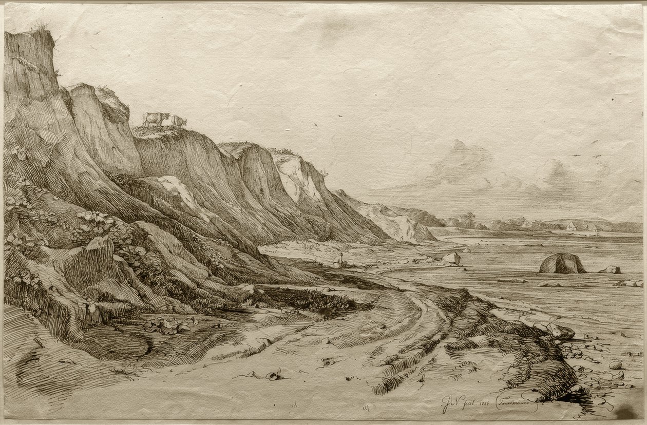 F.Nerly, The Brodtener Ufer poblíž Travemünde od Friedrich Nerly