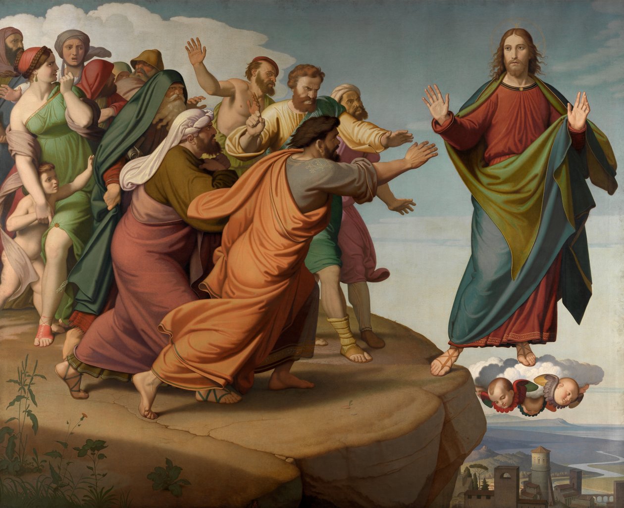 Kristus uniká farizeům od Friedrich Overbeck