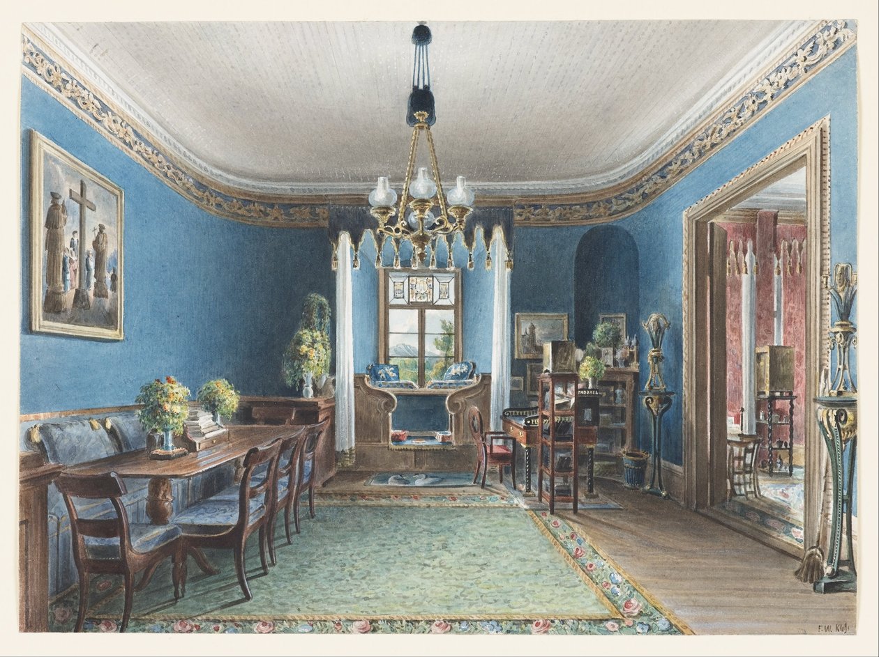 Modrý pokoj, zámek Fischbach od Friedrich Wilhelm Klose