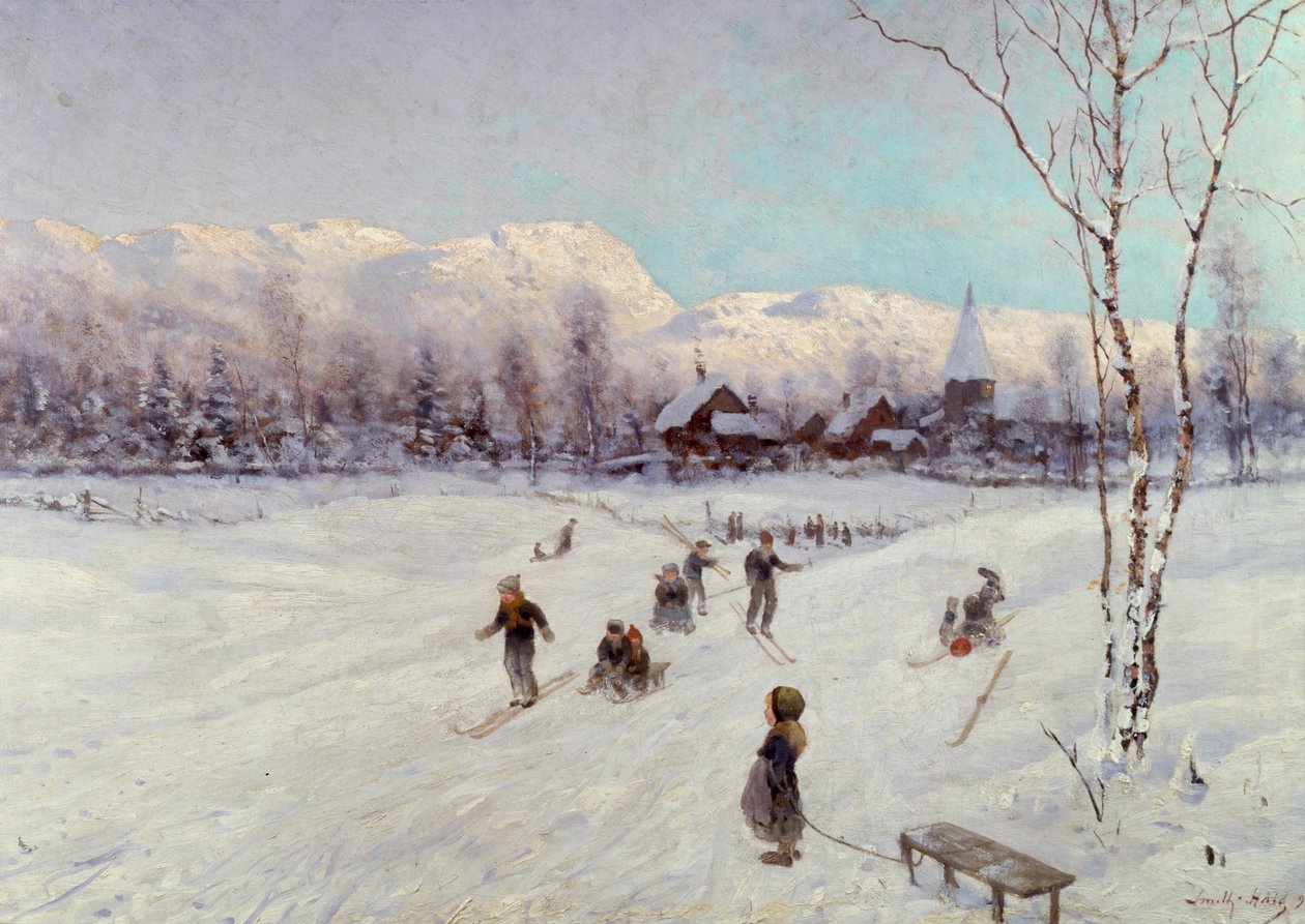 Norská scéna sáňkování, 1875 od Frithjof Smith Hald