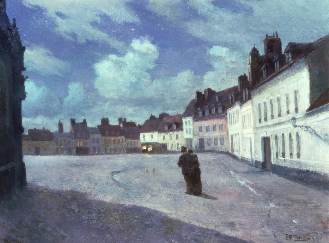 Místo ve městě v noci od Fritz Thaulow