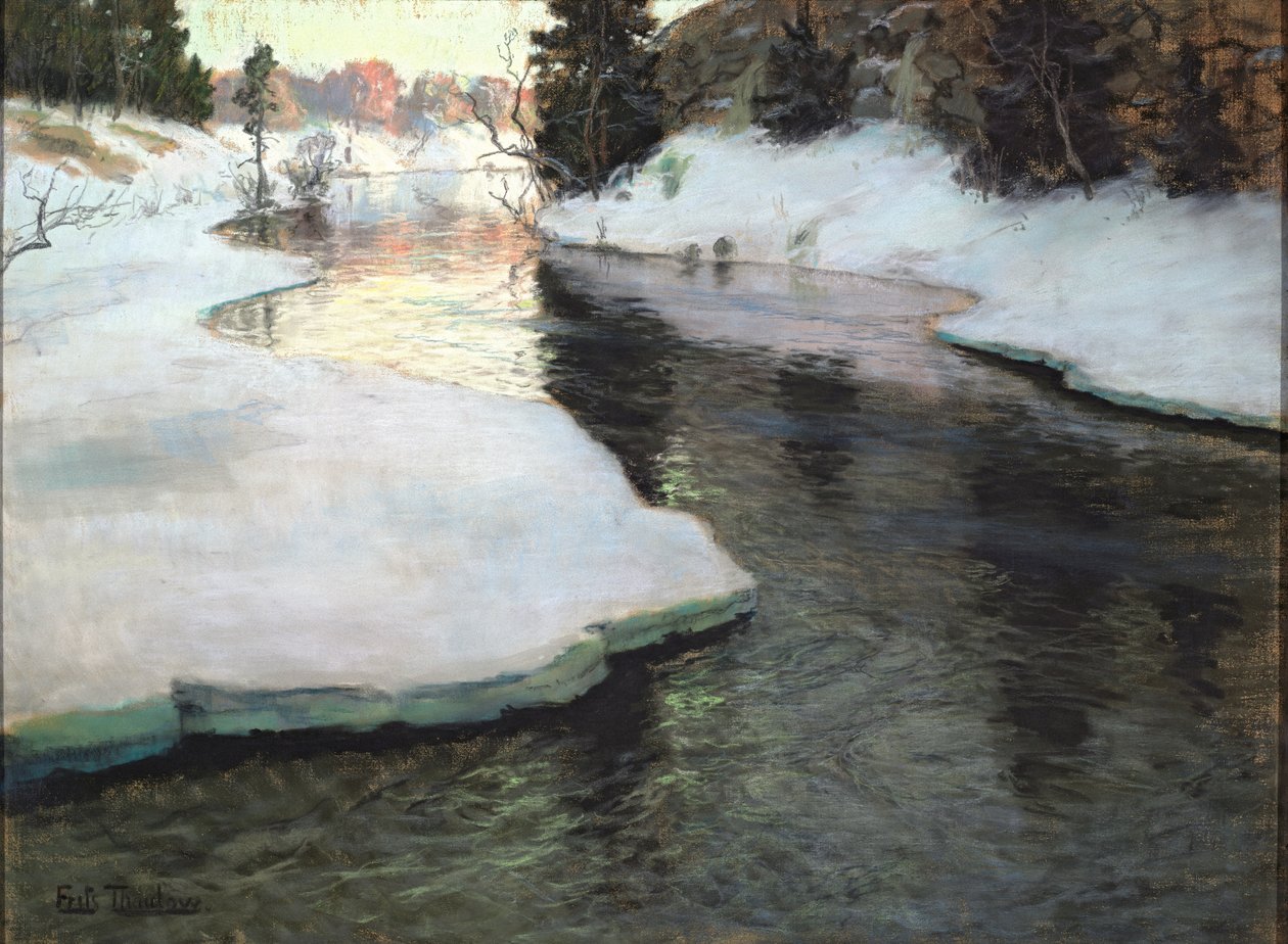 Horský potok. Zima od Frits Thaulow