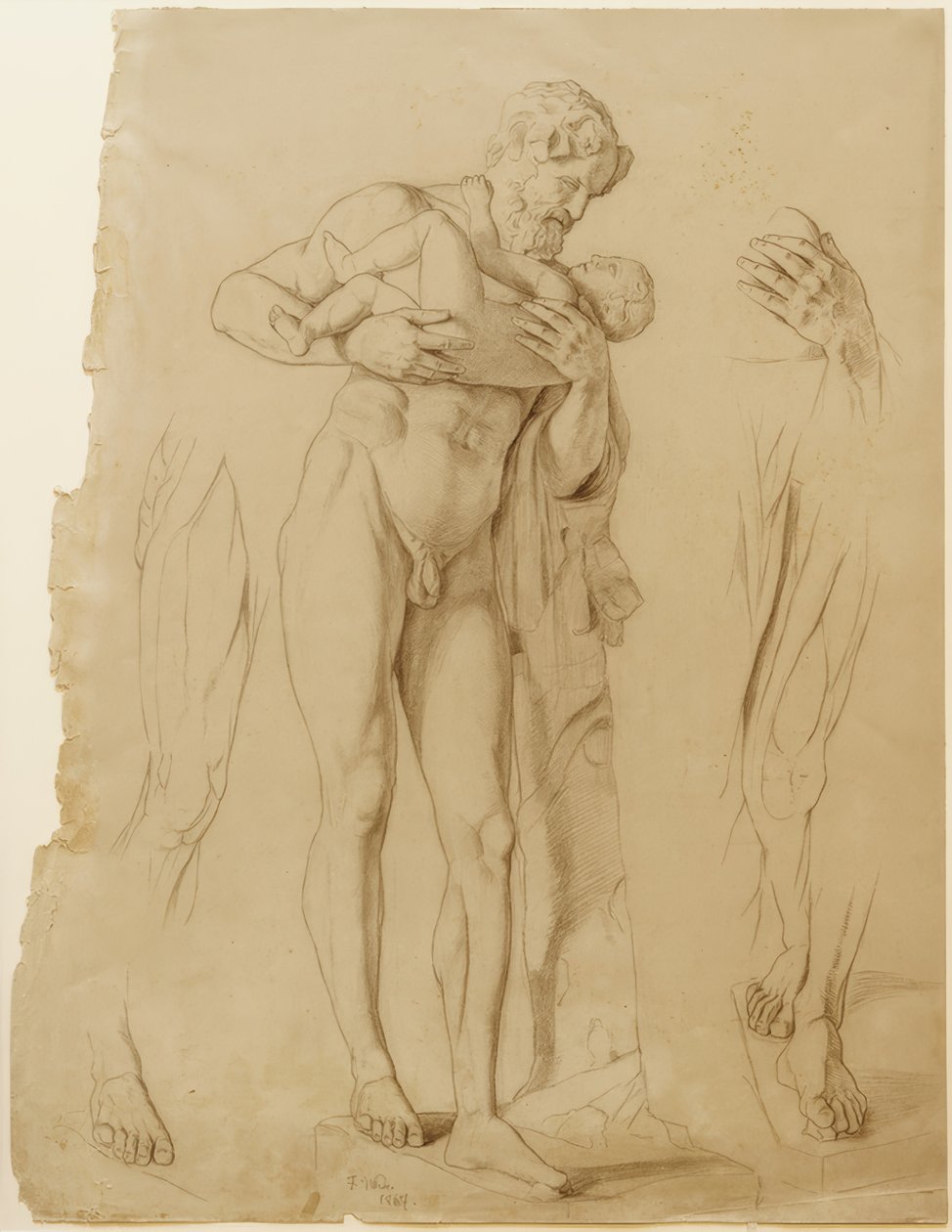 Silenus s chlapcem Dionýsem od Fritz von Uhde