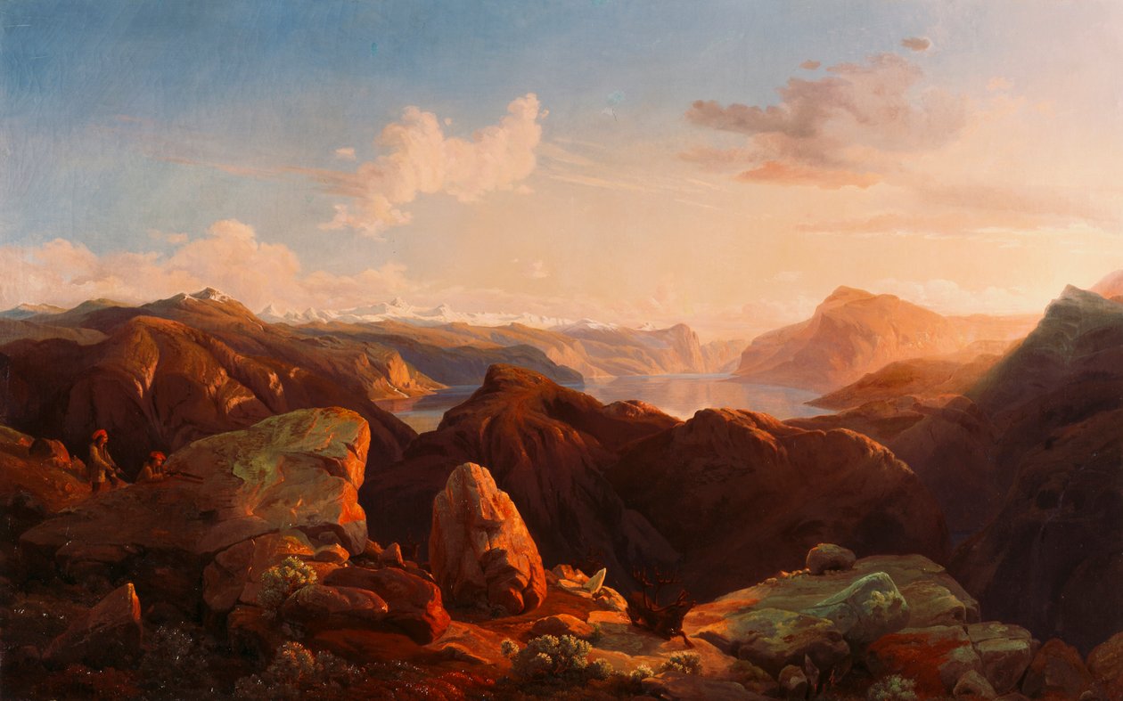 horská krajina od Fritz (Friedrich) Bamberger