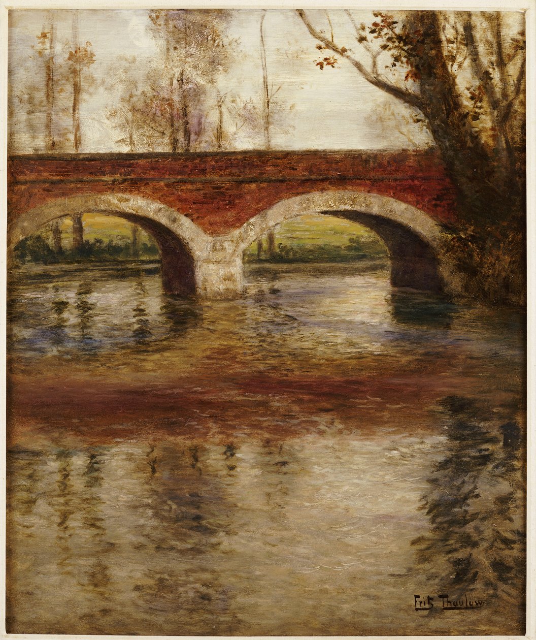 Říční krajina s mostem od Frits Thaulow