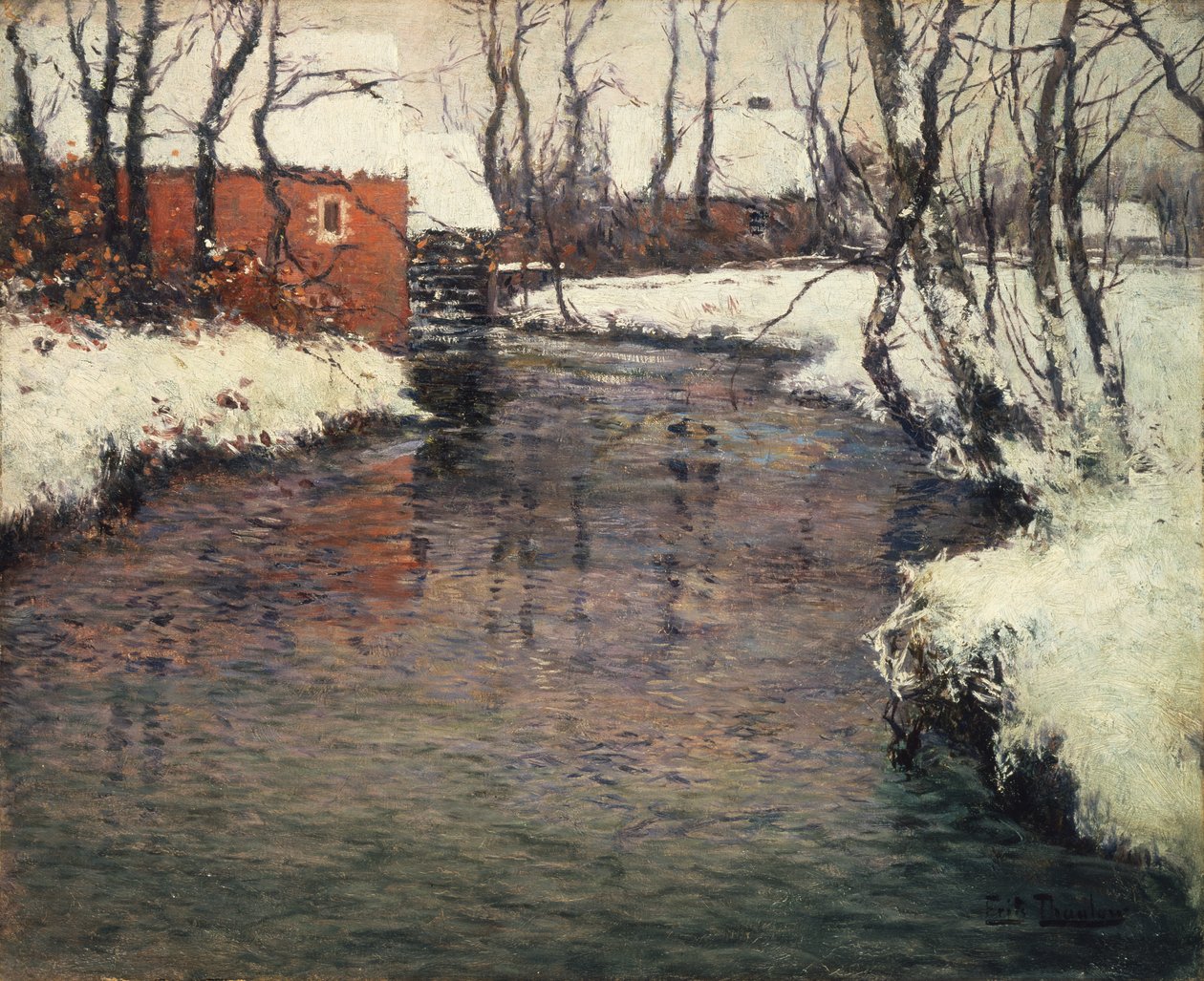 Zimní říční krajina (olej na plátně) od Fritz Thaulow