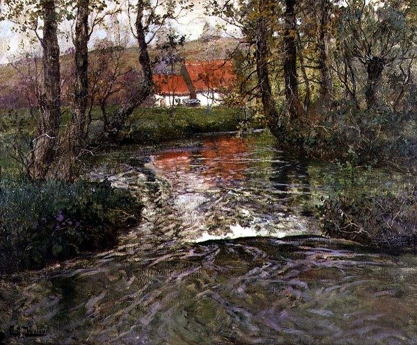 Budova u Riverside od Fritz Thaulow