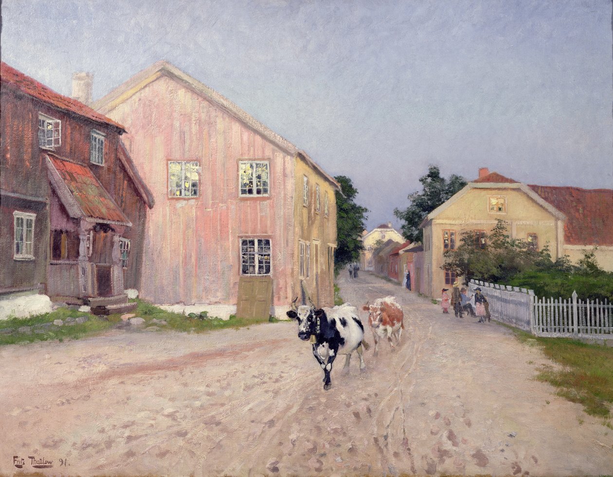 Ulice v Hokksundu od Fritz Thaulow