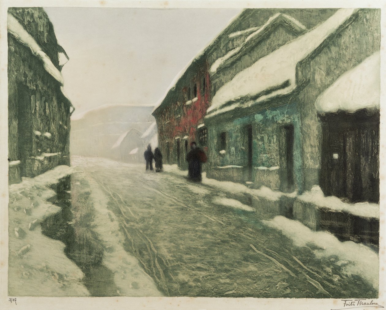 Thaw (ručně kolorovaný lept) od Fritz Thaulow