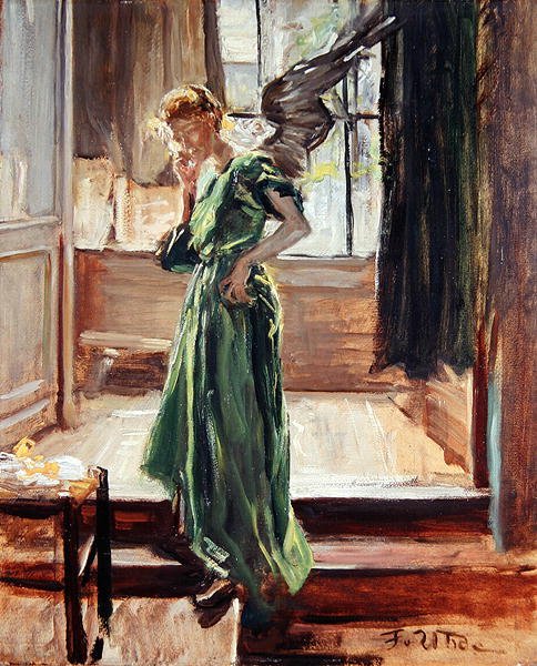 Model resting (olej na papíře) od Fritz von Uhde