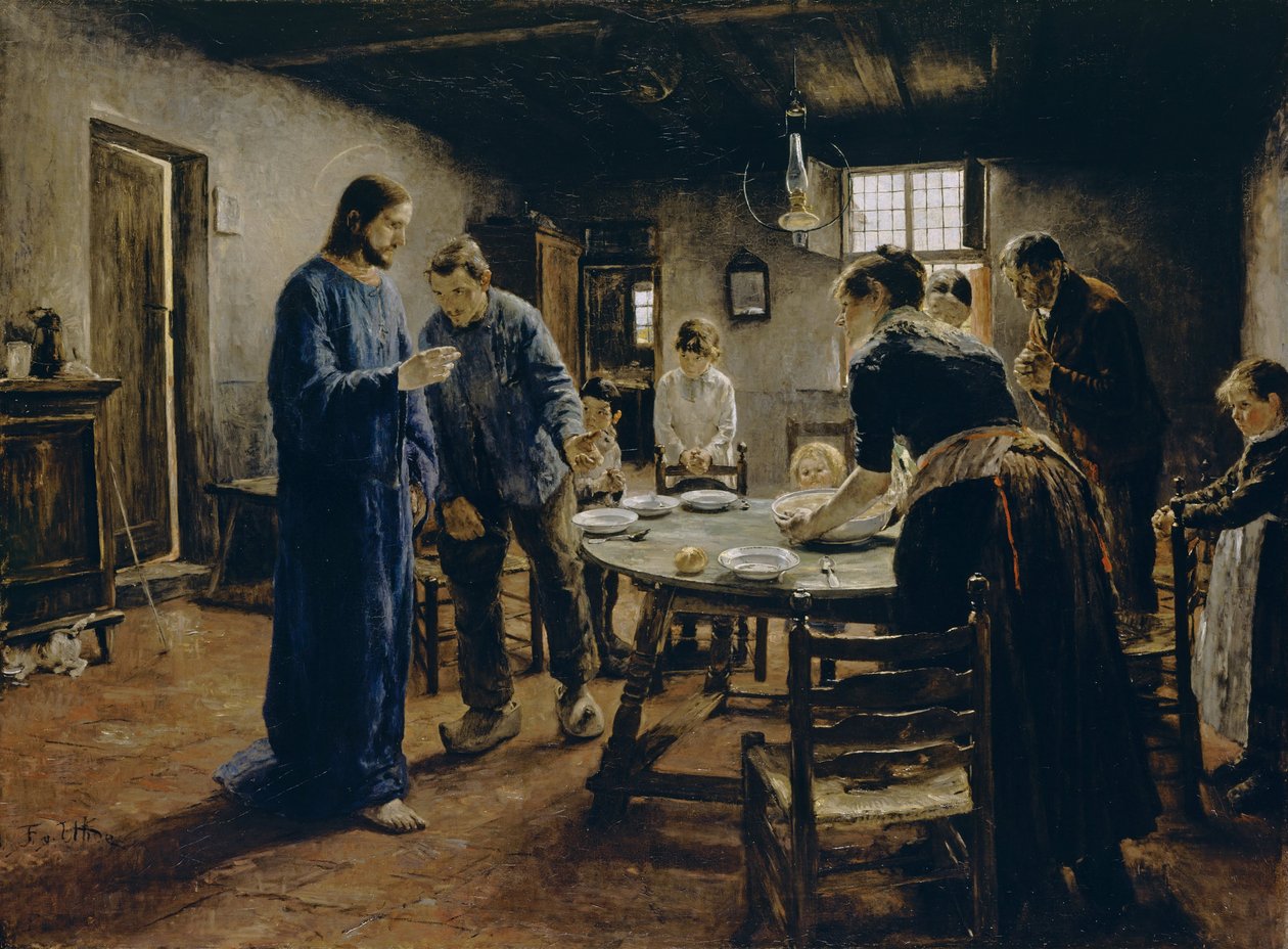 Modlitba při jídle od Fritz von Uhde