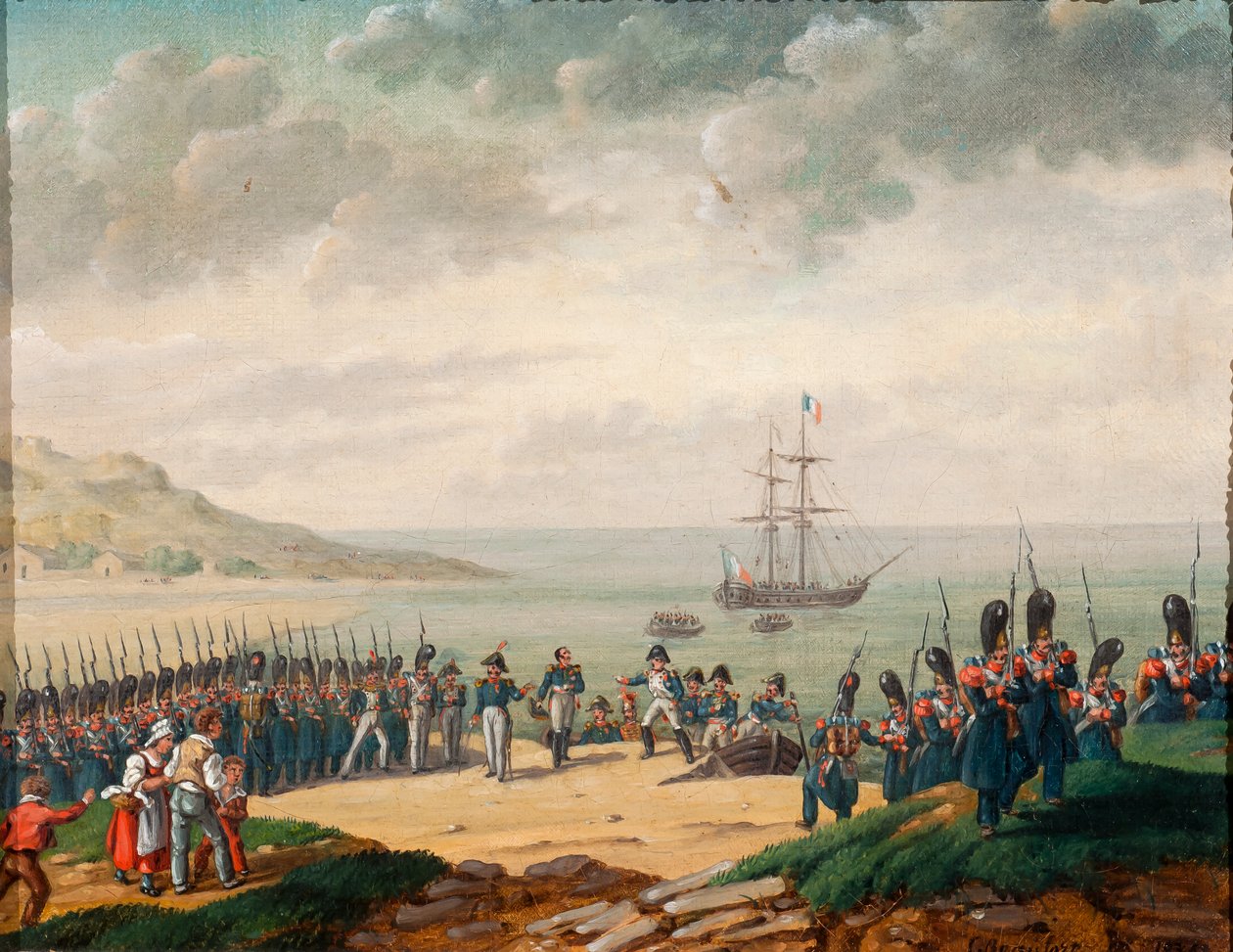 Napoleon vylodění v Cannes v roce 1815, 1835 od G. Beaufort