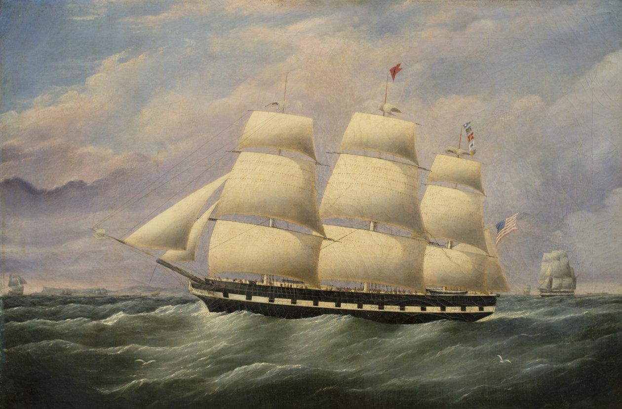 Clipper Ship American Eagle, 1856 olej na plátně od G. Dell
