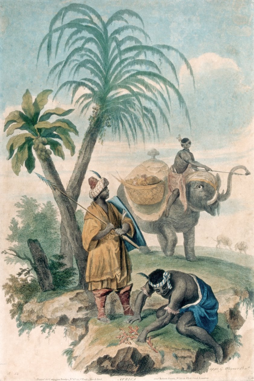 Afrika, vydáno kolem roku 1790 (lept s rytinou) od G. Wagner