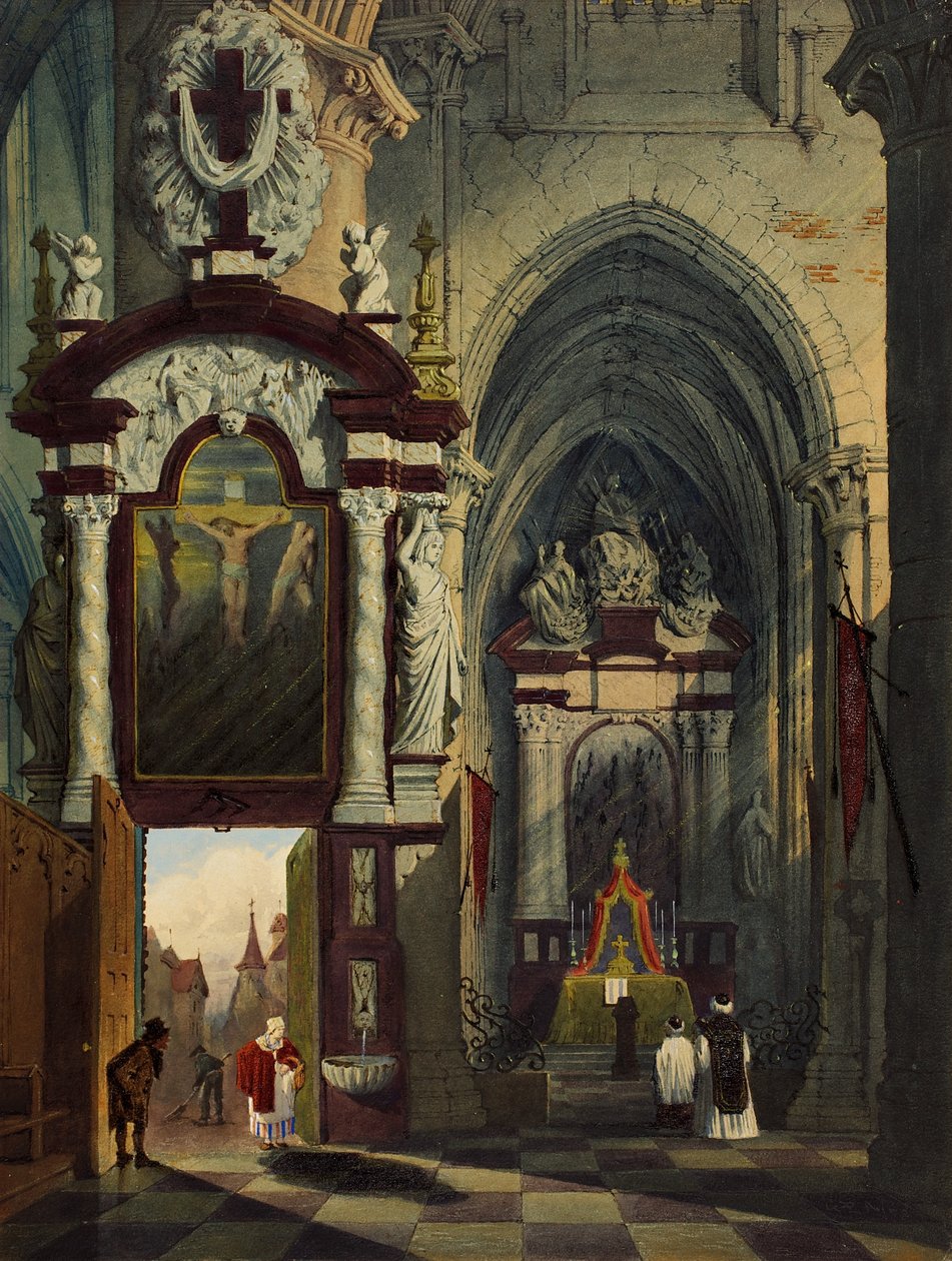 Antverpská katedrála, 1878 (wc na papíře) od G.P. Andre