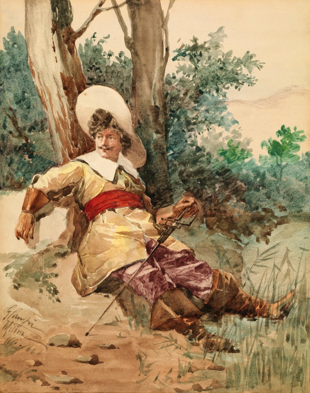 Odpočívající mušketýr, n.d. od G. Camfri