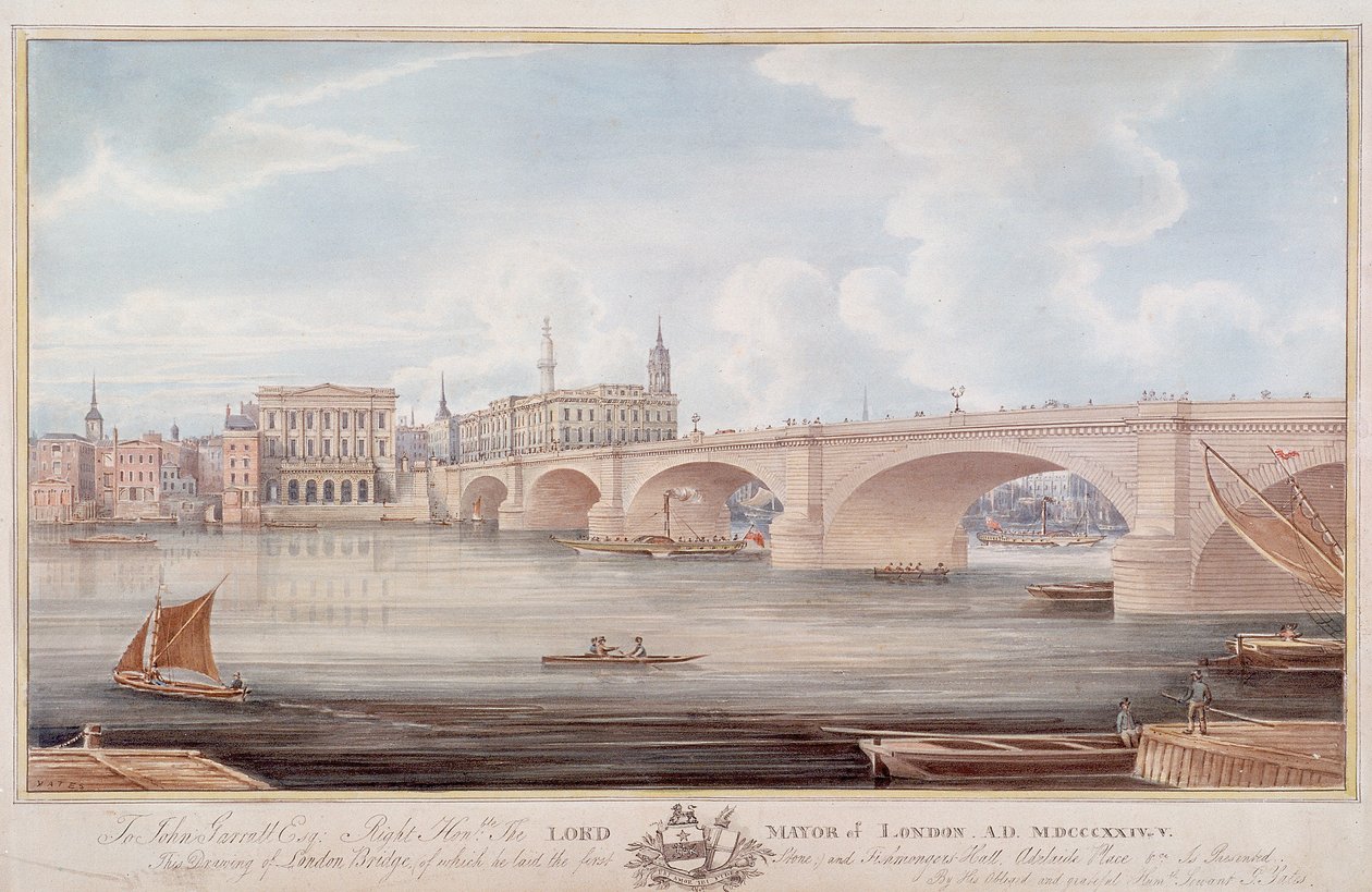 London Bridge new, Londýn, c1835 od G Yates