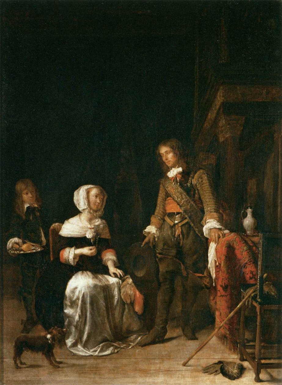 Voják na návštěvě u mladé dámy od Gabriel Metsu