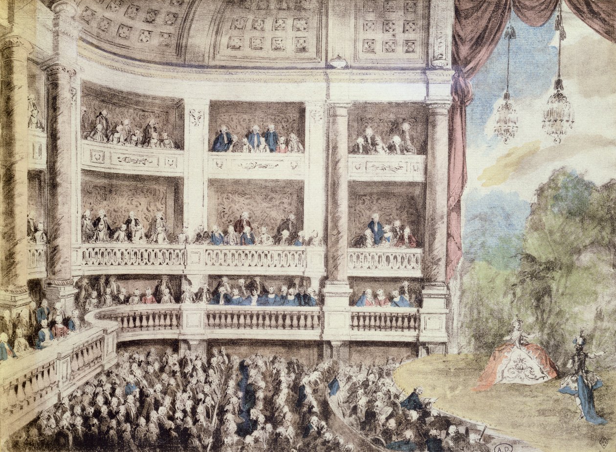Scéna v opeře, kolem roku 1760 od Gabriel de Saint Aubin