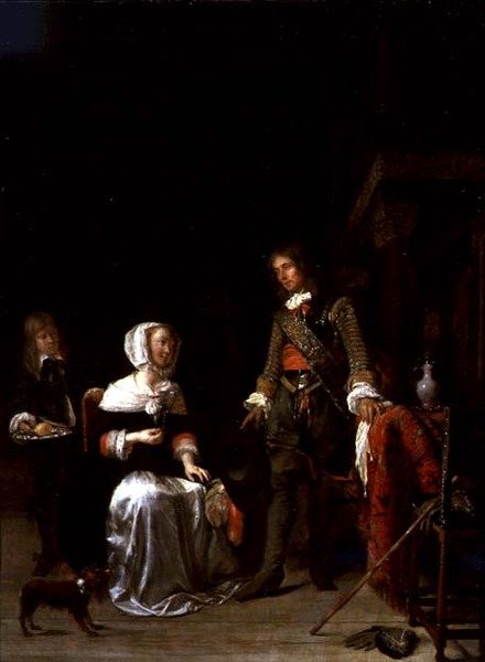Voják na návštěvě u mladé dámy od Gabriel Metsu