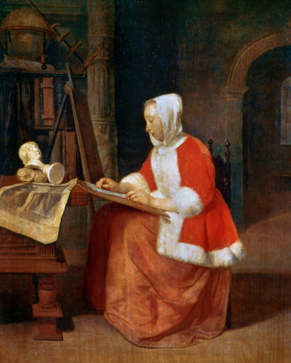 Kresba sedící ženy, c1649-1667 od Gabriel Metsu