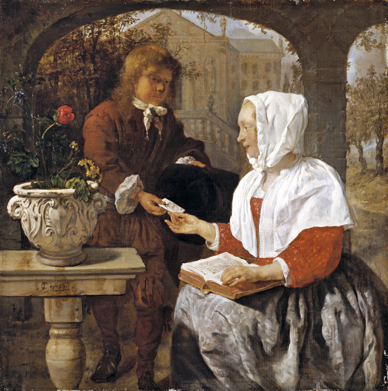 Mladá žena přijímající dopis, kolem roku 1658 od Gabriel Metsu