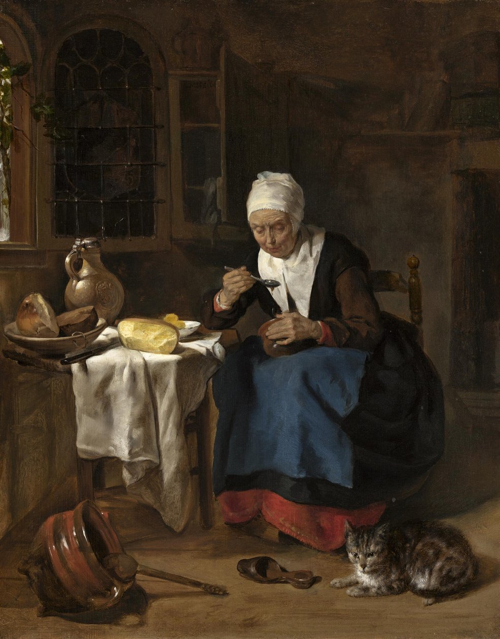 Stará žena jí kaši od Gabriel Metsu