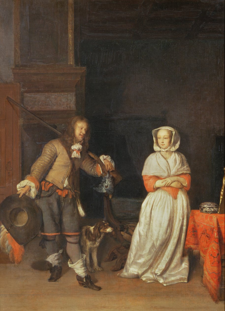Lovec a dáma, 1660-65 od Gabriel Metsu