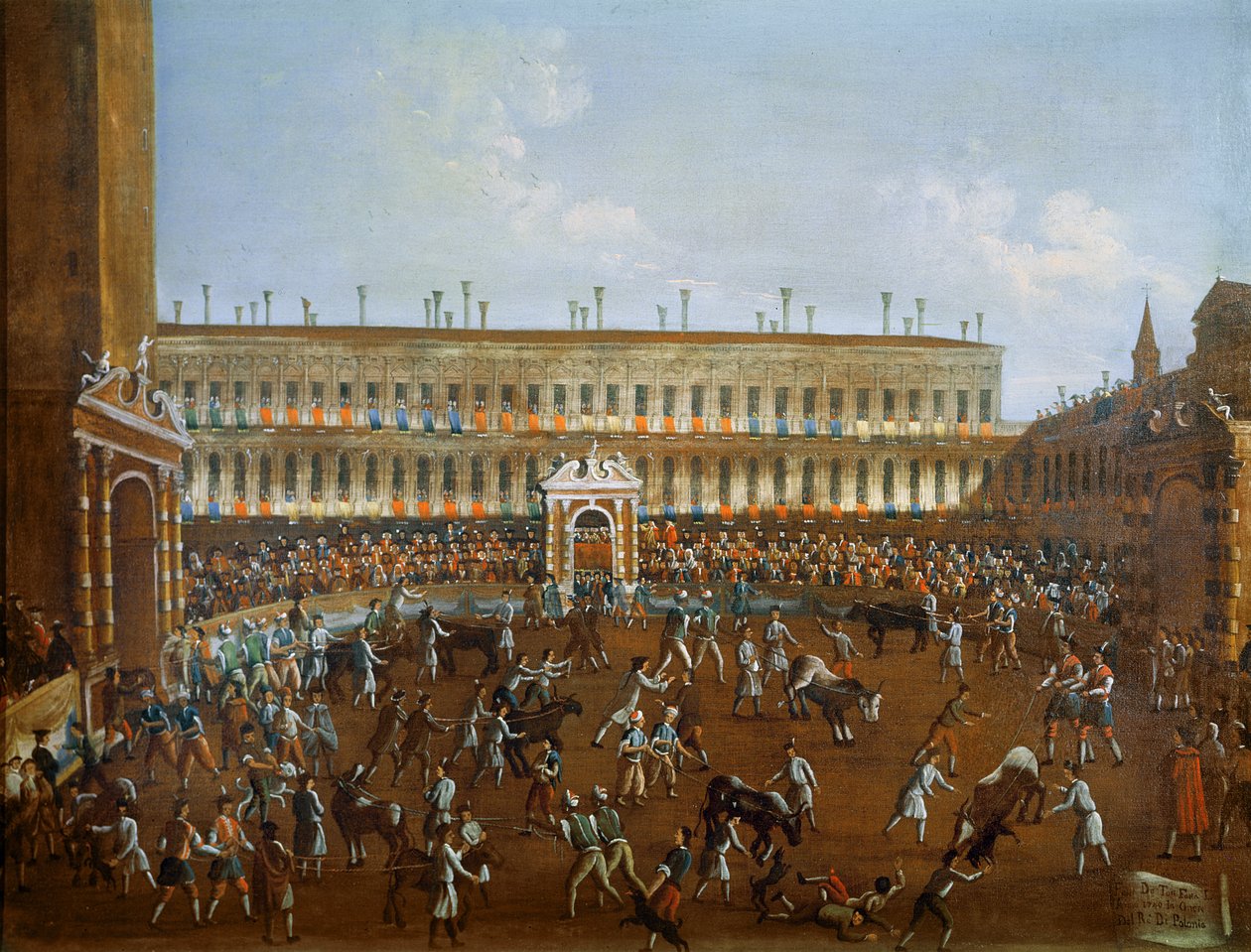 Býčí zápas na počest polského prince Fredericka Christiana, 1740 od Gabriele Bella