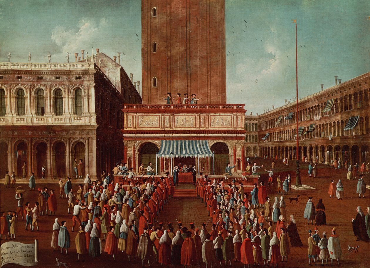 Veřejná loterie v Loggetta, Piazza San Marco, Benátky od Gabriele Bella