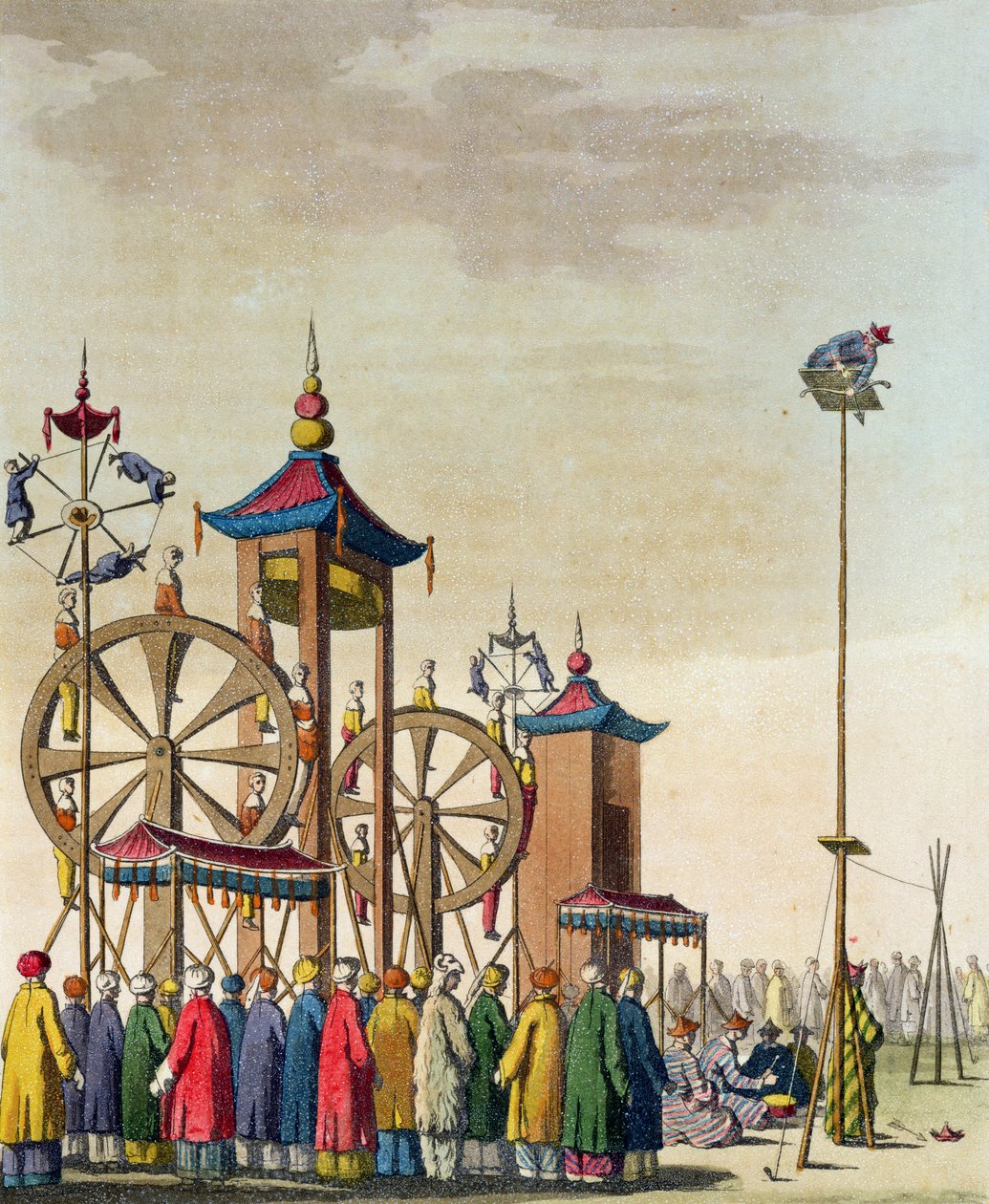 Čínský cirkus, ilustrace z knihy "Le Costume Ancien et Moderne" od Giulia Ferraria, vydané asi ve 20.-30. letech 19. století. od Gaetano Zancon