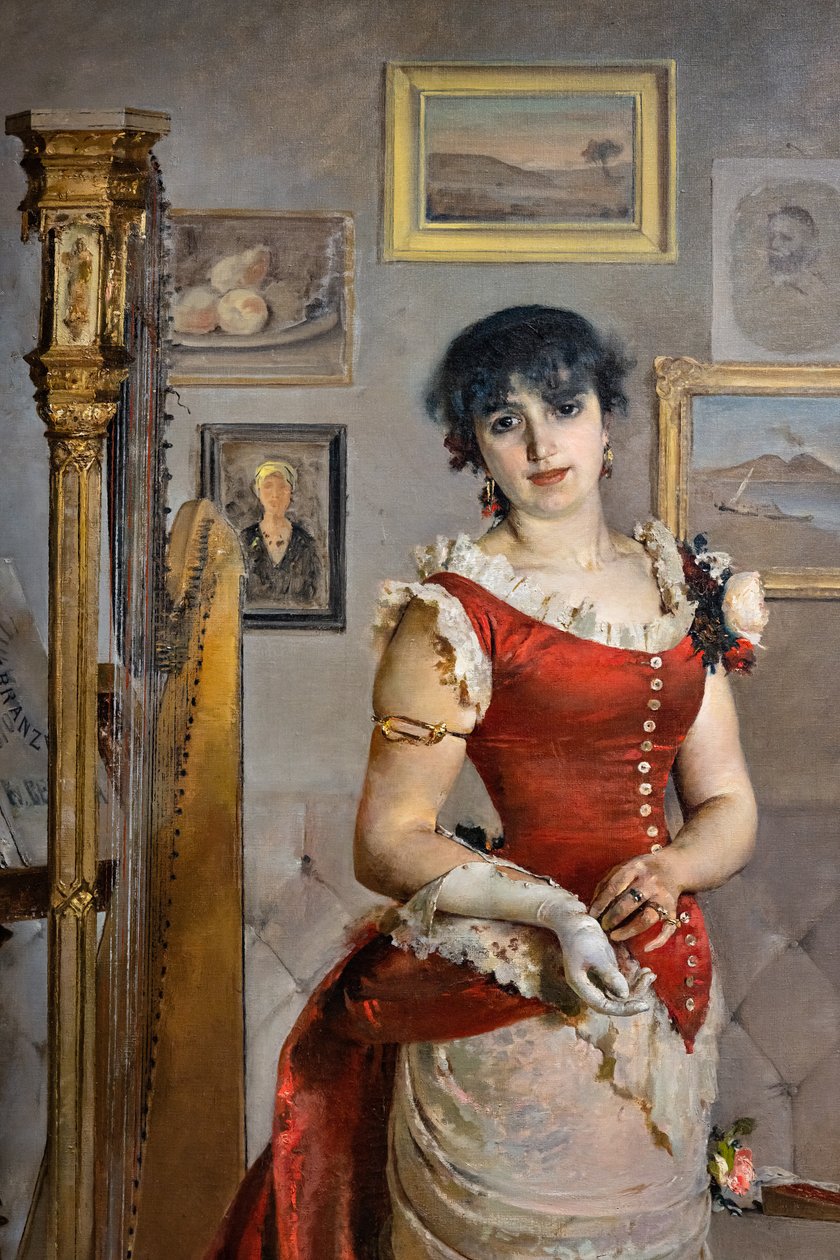 Harfistka, detail od Gaetano Esposito