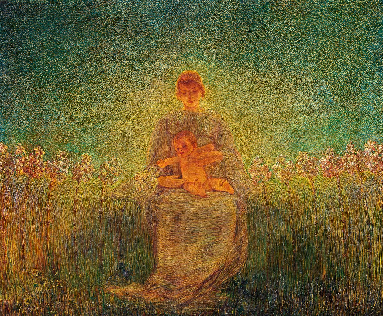 Madona z lilií od Gaetano Previati