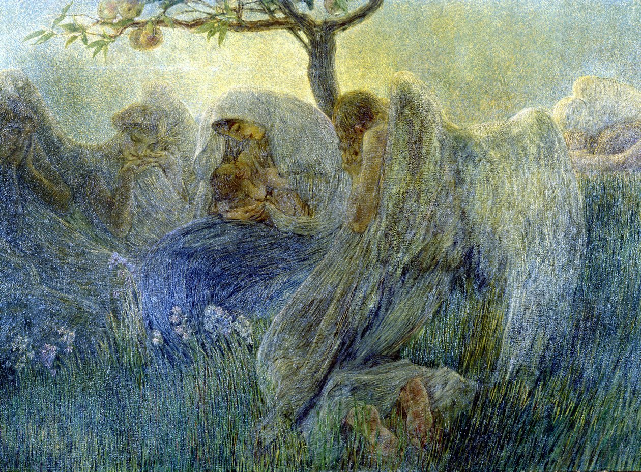 Mateřství, obraz Gaetano Previati od Gaetano Previati