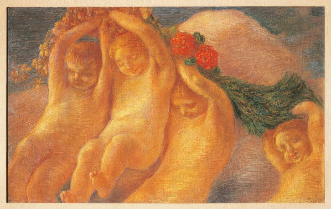 Putti s věncem, 1906-1908, od Gaetano Previati