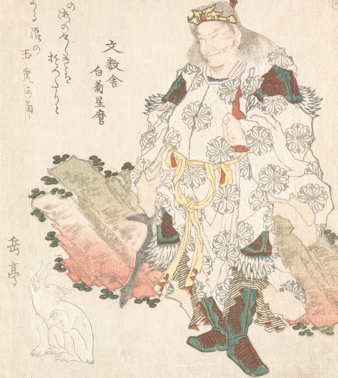 Princ Okuni a zajíc, pravděpodobně 1819. od Gakutei