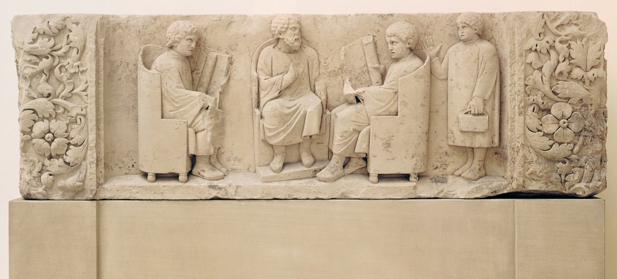 Reliéf zobrazující školní scénu z Neumagenu od Gallo Roman