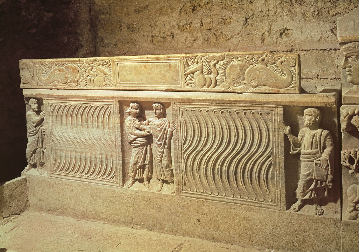 Sarkofág svaté Marcelky v kryptě, 5. století n. l. od Gallo Roman