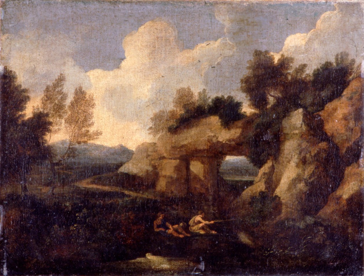 Rybáři poblíž Skalnaté brány od Gaspard Poussin Dughet