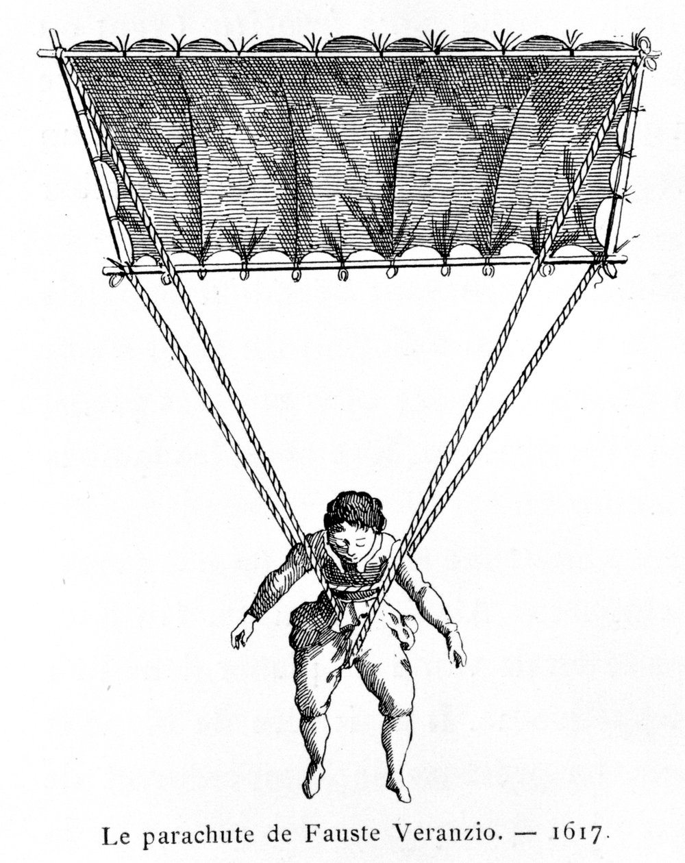 Padák Fauste Veranzia, 1617, 1887. od Gaston Tissandier